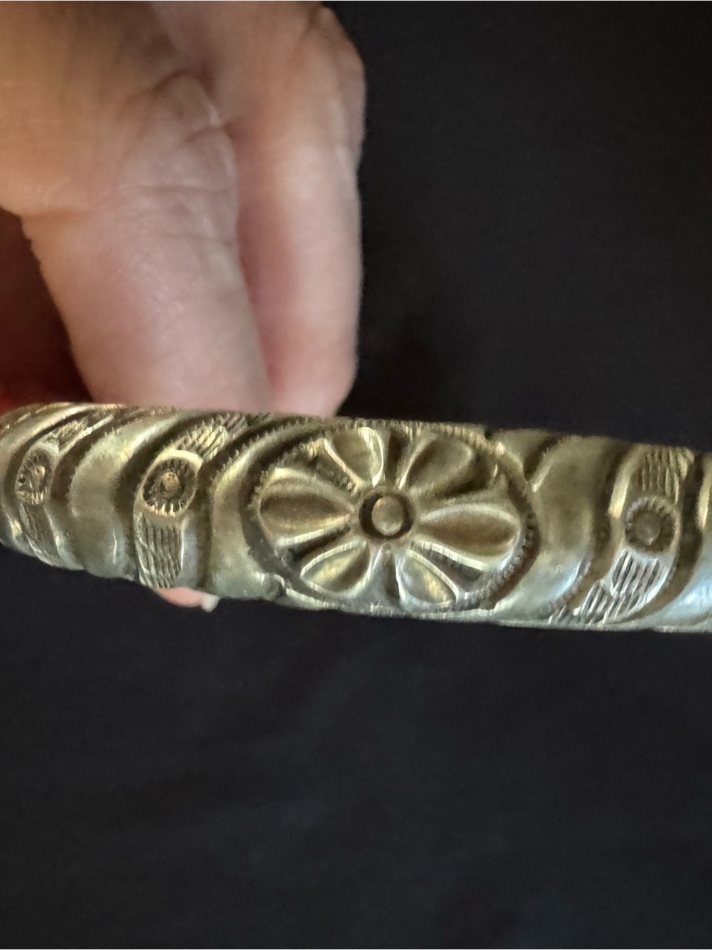Vintage Sterling Silver Engraved Bangle Bracelet - Heavy Artisan Cuff - 26.5g